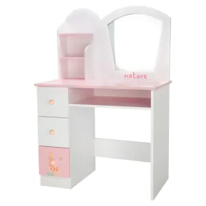 Wooden dressing table "Nature" with a pink and white stool