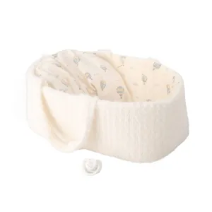 Кукла-бебе Гауди със син гащеризон и бял кош - 33см