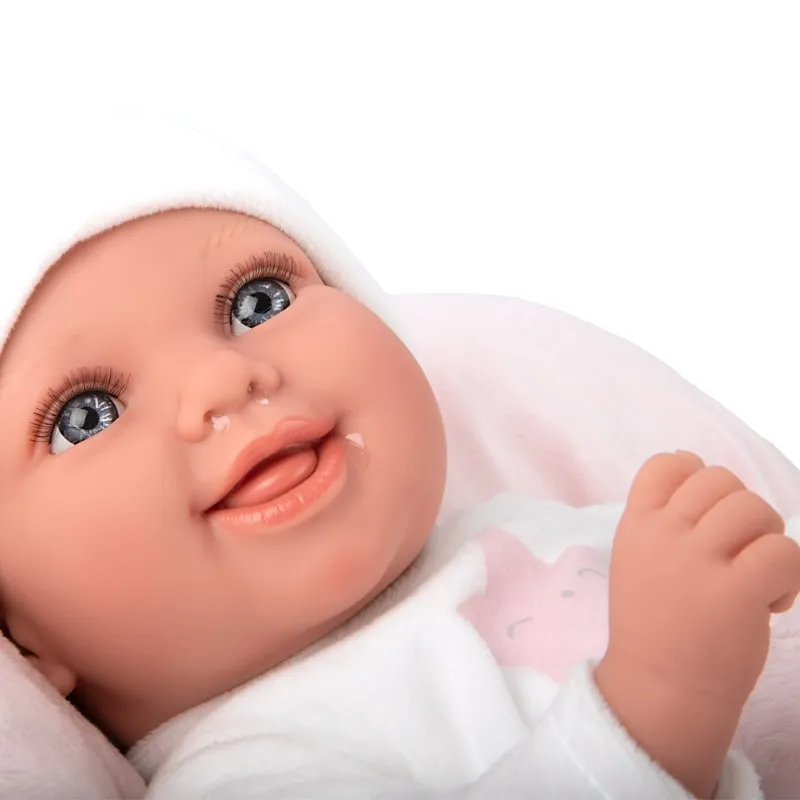 Doll-baby Colin with a pink cloud-shaped pillow, real weight - 40 cm