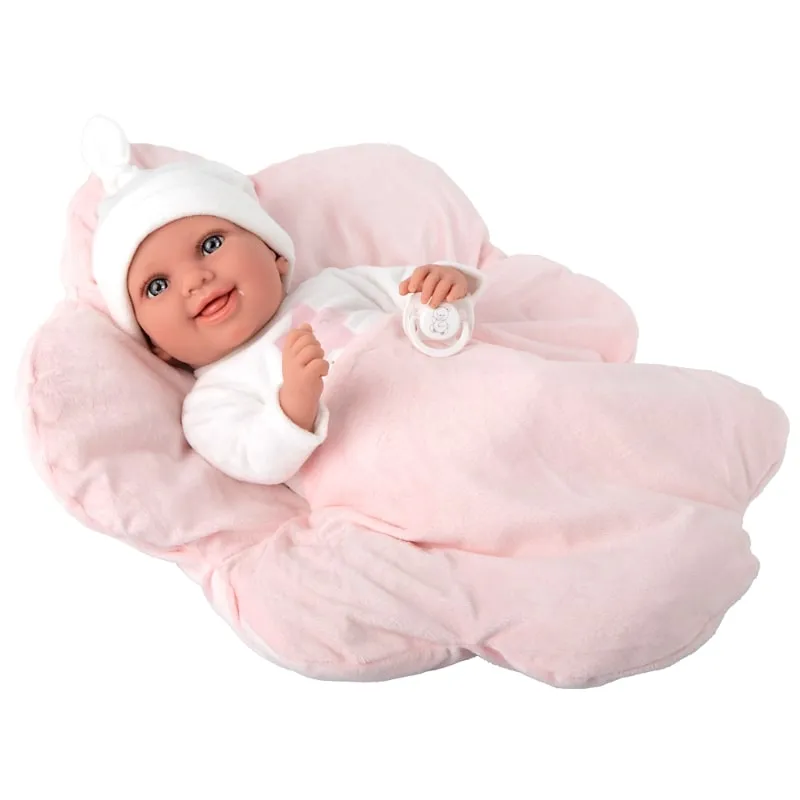 Doll-baby Colin with a pink cloud-shaped pillow, real weight - 40 cm