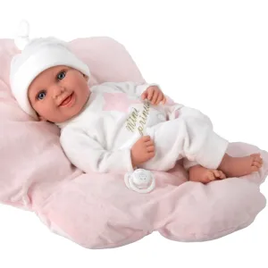 Doll-baby Colin with a pink cloud-shaped pillow, real weight - 40 cm