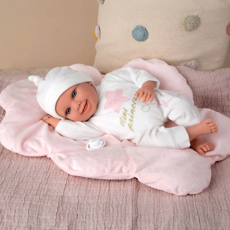 Doll-baby Colin with a pink cloud-shaped pillow, real weight - 40 cm