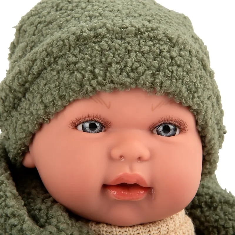 Кукла-бебе Миес с бежово-зелено костюмче, която плаче - 45 см