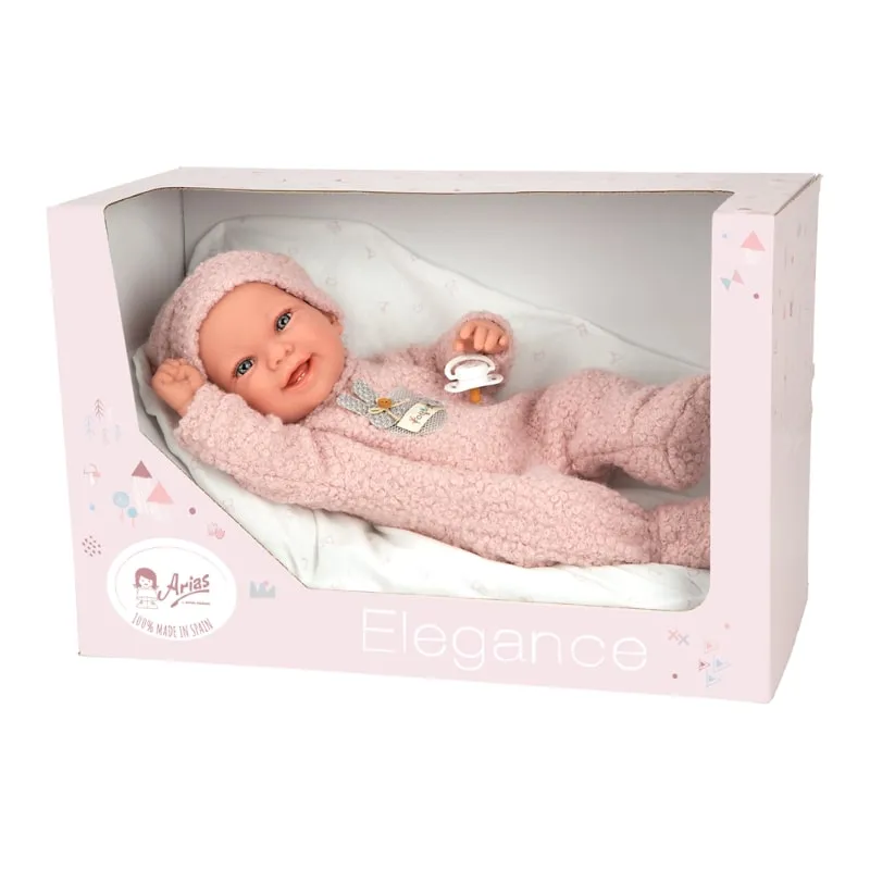 Doll-baby Zoe in a pink plush costume and accessories - 42 cm