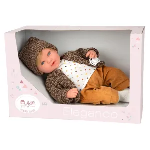 Boy doll Iria with brown jeans and a vest with 14 different sounds - 45 cm