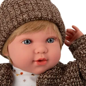 Boy doll Iria with brown jeans and a vest with 14 different sounds - 45 cm