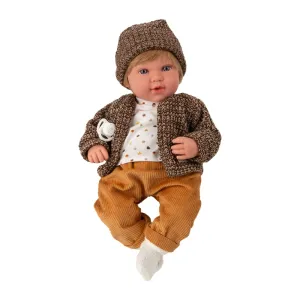 Boy doll Iria with brown jeans and a vest with 14 different sounds - 45 cm