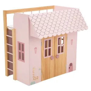 Pink wooden dollhouse Arias Nature with a bed