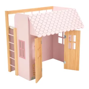 Pink wooden dollhouse Arias Nature with a bed