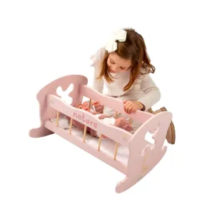 Pink wooden doll cradle swing Nature
