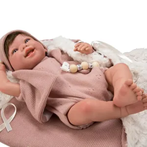 Smiling doll-baby Himena in pink and carrying bag - 45 cm