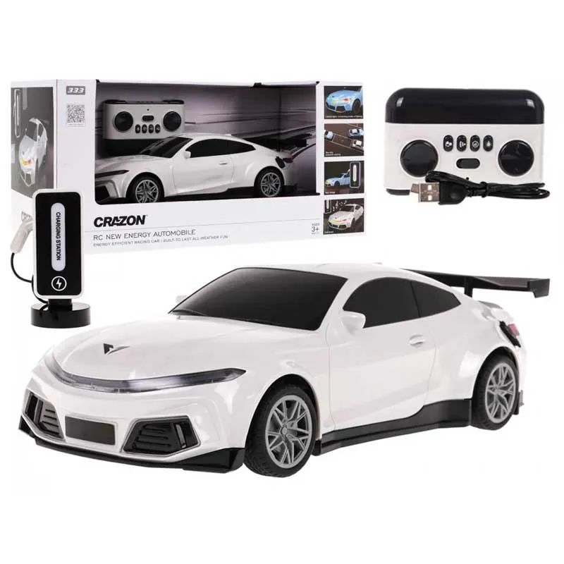 Children's sports electric car Crazon New Energy with charging station, RC in white color