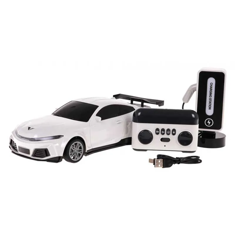 Children's sports electric car Crazon New Energy with charging station, RC in white color