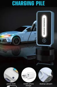 Child's sports electric car Crazon New Energy with charging station, RC in blue color