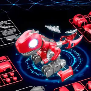 Интерактивен сглобяем динозавър Дино с RC в червен цвят