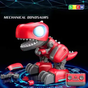 Интерактивен сглобяем динозавър Дино с RC в червен цвят