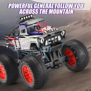 Radio-controlled off-road car 1:10, with remote control and large tires, red