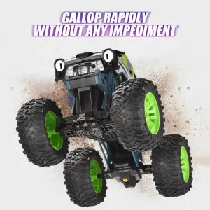 Radio-controlled off-road car 1:10, with remote control and big tires, green