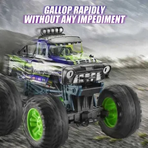 Radio-controlled off-road car 1:10, with remote control and big tires, green