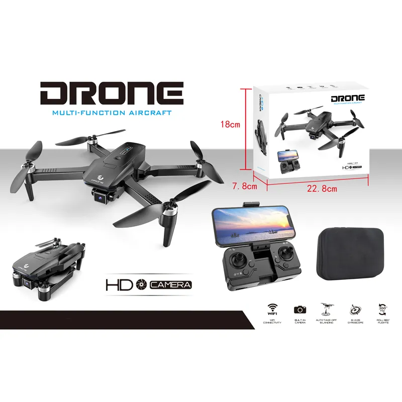 Сгъваем дрон с 720P HD камера, WiFi управление, черен
