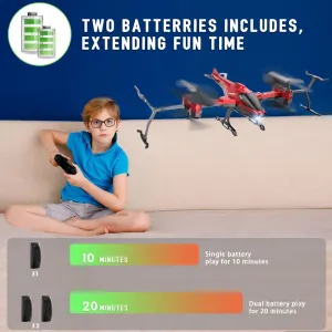 Сгъваем дрон с камера, сензори за препятствия и режим без глава, червен