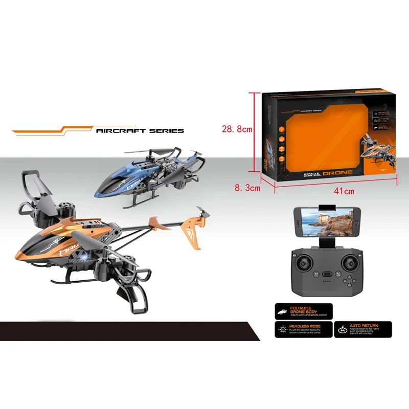 Сгъваем дрон с ULTRA HD 4K камера, светлинни ефекти и WiFi управление, оранжев цвят