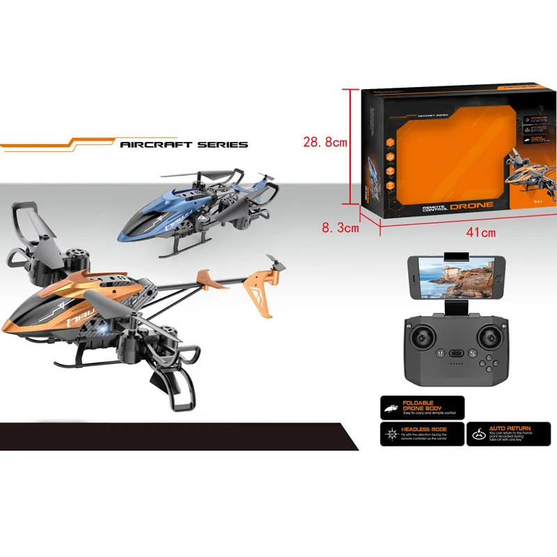 Сгъваем дрон с ULTRA HD 4K камера, светлинни ефекти и WiFi управление, син цвят