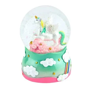 Декоративна снежна топка Unicorn с музика, еднорог и блестящи падащи частици