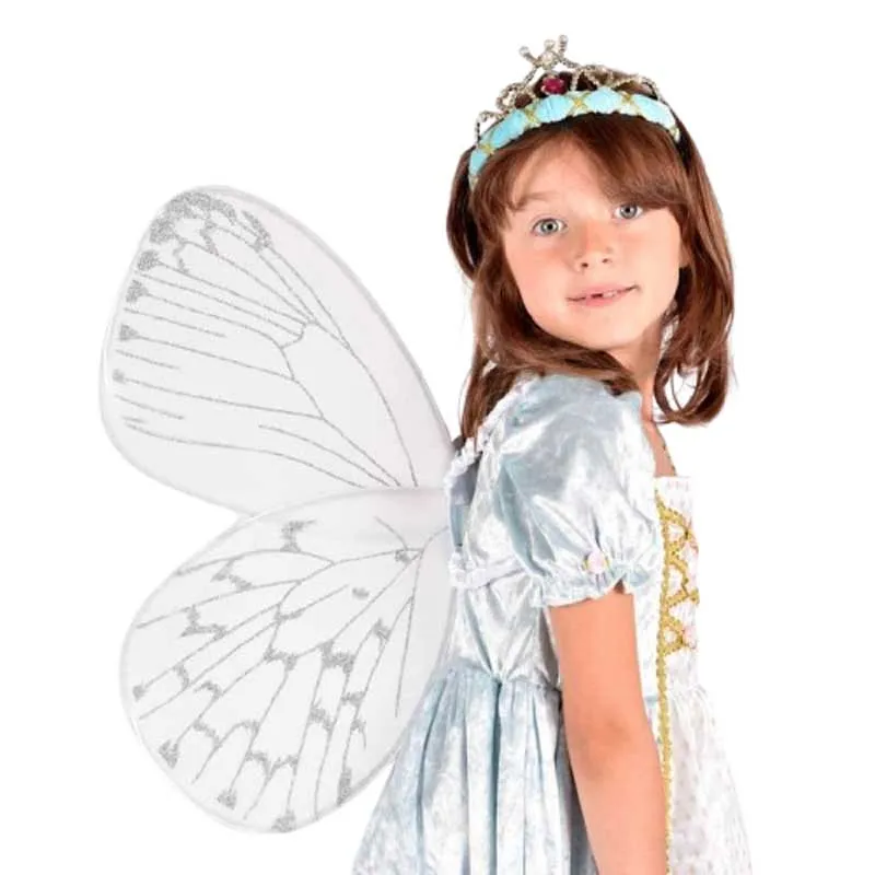 Silver wings with shining lines for magical transformations, 59 cm