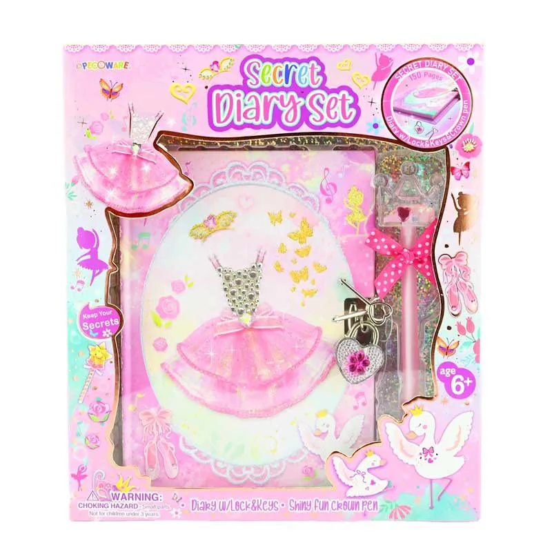 Secret diary with a padlock and a crown pen for magical memories