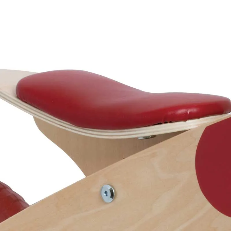 Wooden balance bike Classic World in burgundy color, for ages 2 and up.