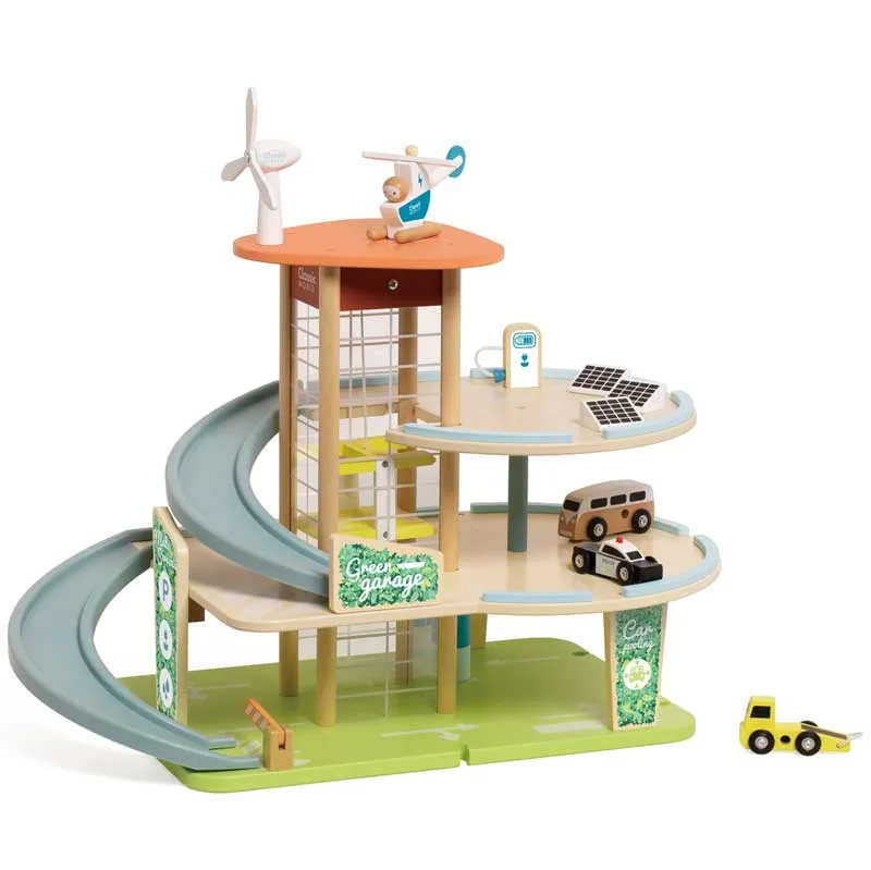 Wooden eco-friendly three-storey garage Classic World for children