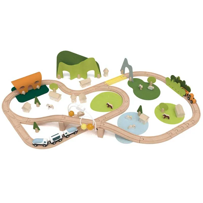 Wooden Train Set with Tracks in the Forest Classic World 100 pieces