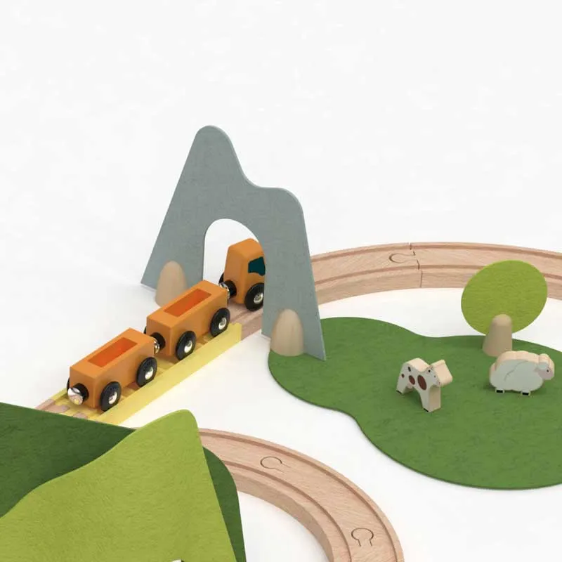 Wooden Train Set with Tracks in the Forest Classic World 100 pieces