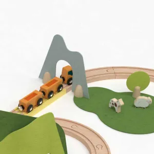 Wooden Train Set with Tracks in the Forest Classic World 100 pieces