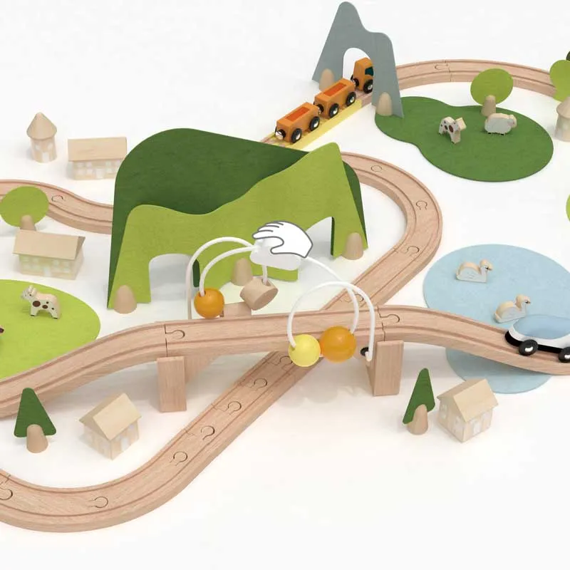 Wooden Train Set with Tracks in the Forest Classic World 100 pieces