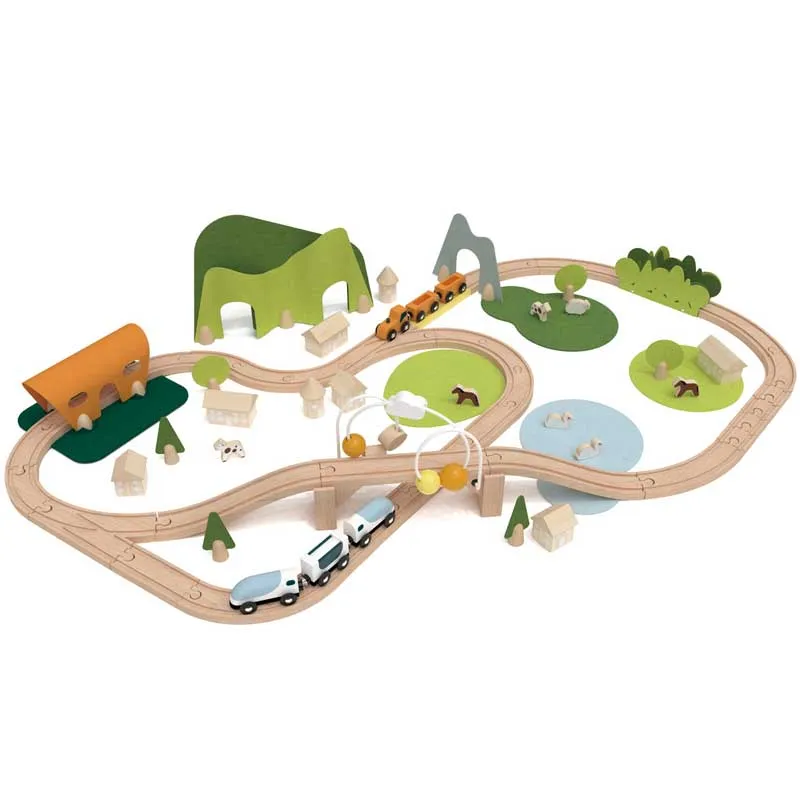 Wooden Train Set with Tracks in the Forest Classic World 100 pieces