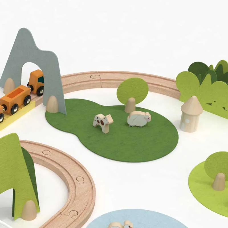 Wooden Train Set with Tracks in the Forest Classic World 100 pieces