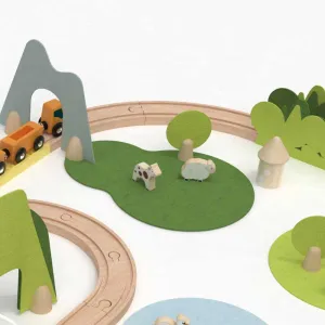 Wooden Train Set with Tracks in the Forest Classic World 100 pieces