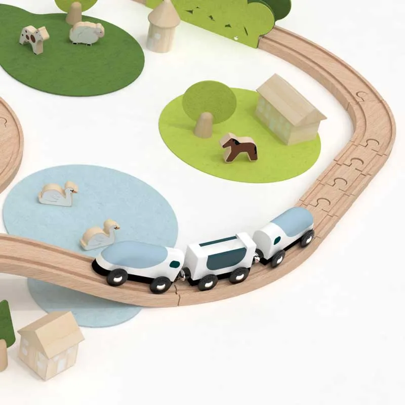 Wooden Train Set with Tracks in the Forest Classic World 100 pieces