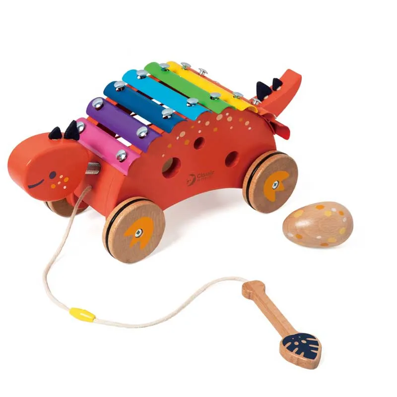 Wooden dinosaur xylophone by Classic World for pulling, 18+ months