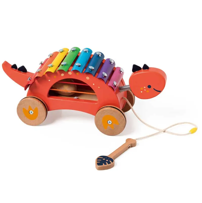 Wooden dinosaur xylophone by Classic World for pulling, 18+ months