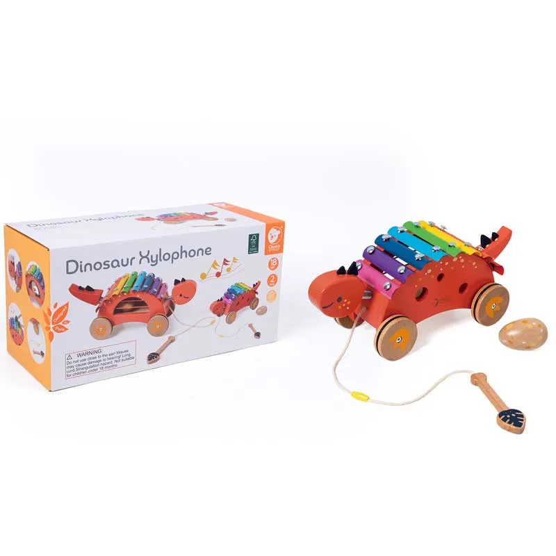 Wooden dinosaur xylophone by Classic World for pulling, 18+ months