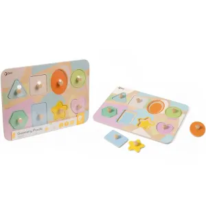 Wooden educational puzzle with 9 geometric elements Classic World