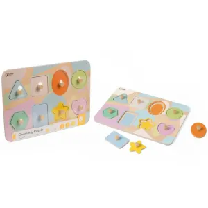 Wooden educational puzzle with 9 geometric elements Classic World