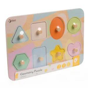 Wooden educational puzzle with 9 geometric elements Classic World