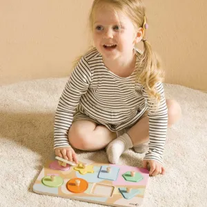 Wooden educational puzzle with 9 geometric elements Classic World