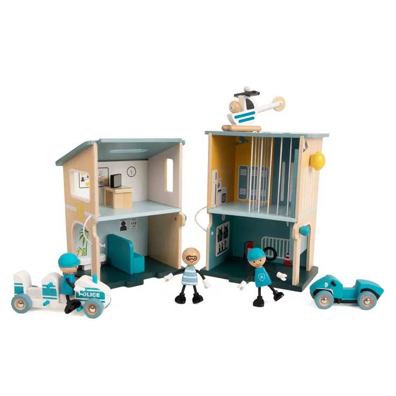 Children's wooden police station with accessories Classic World