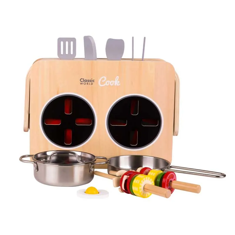 Children's kitchen set 2 in 1 Classic World stove with accessories, 23 pieces