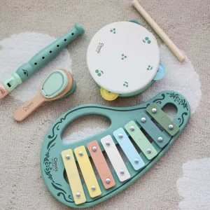 Vintage musical set of 5 pieces from Classic World with xylophone, drum, and flute